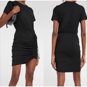 Veronica Beard Hannock Mini Dress Black Drawstring Ruched Bodycon‎ T-Shirt Small